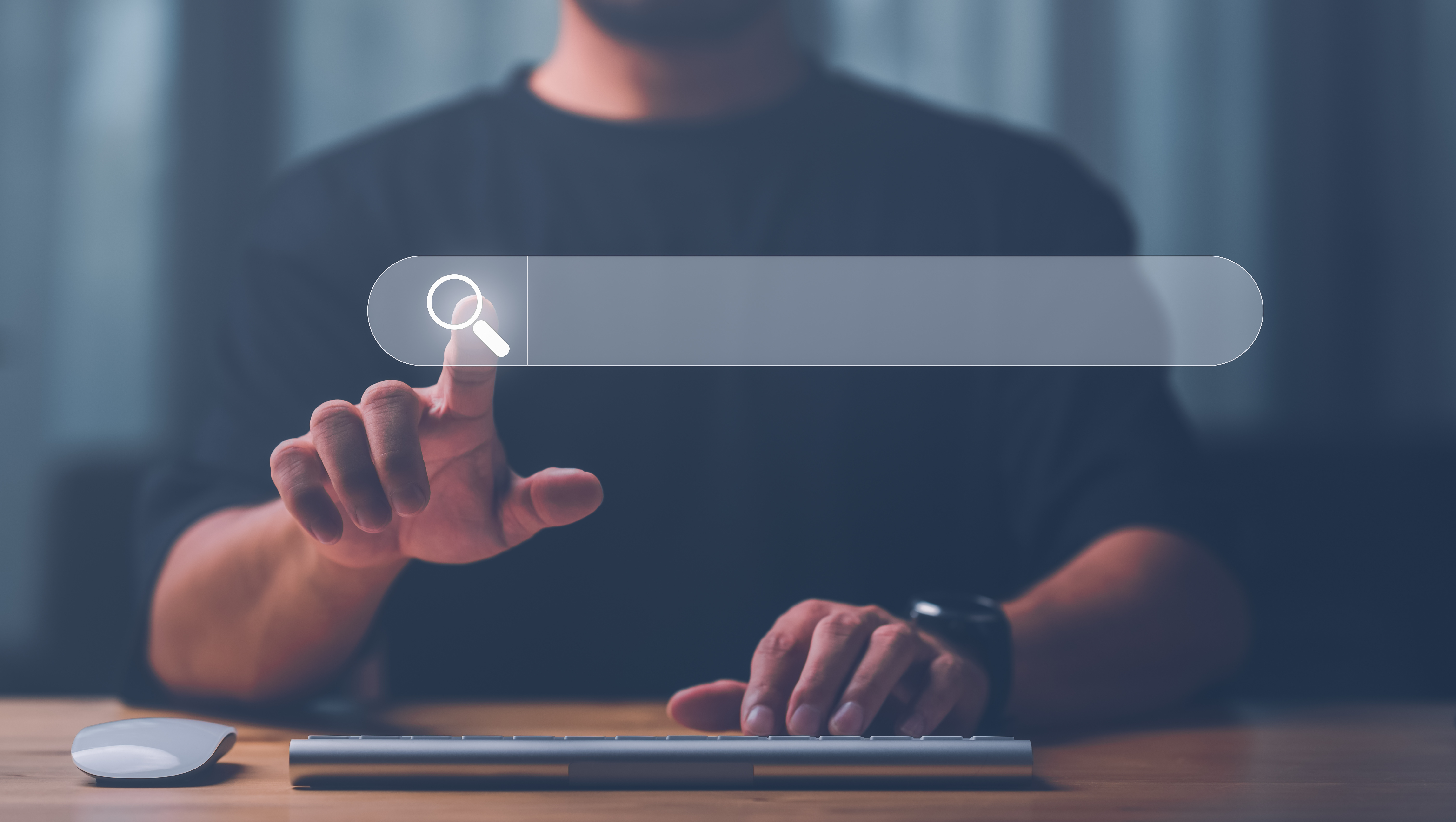 image of someone tapping a browser search bar